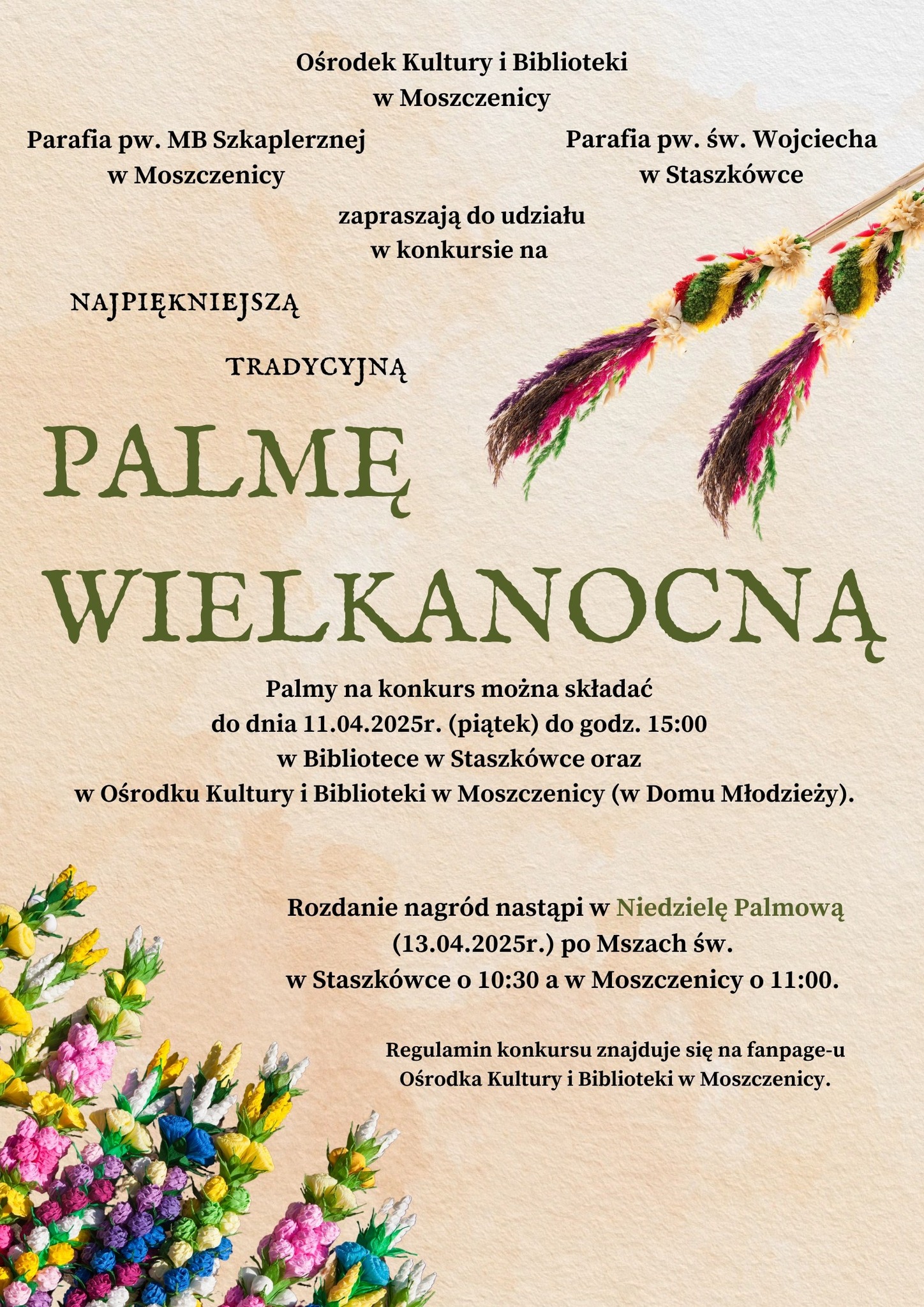 Plakat - Konkurs na palmę wielkanocną